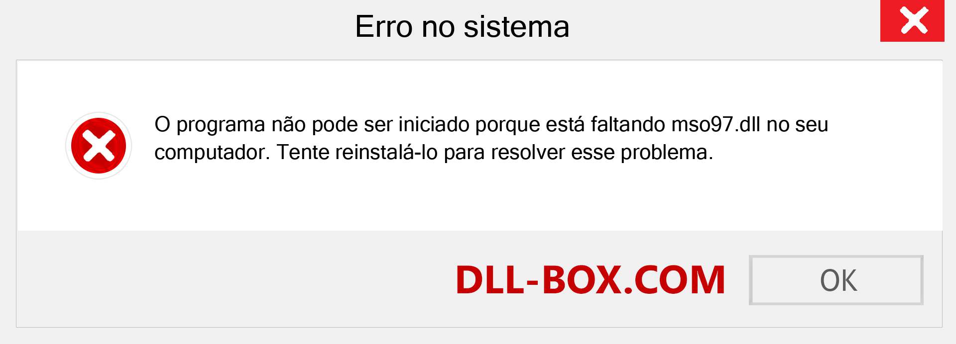 Arquivo mso97.dll ausente ?. Download para Windows 7, 8, 10 - Correção de erro ausente mso97 dll no Windows, fotos, imagens